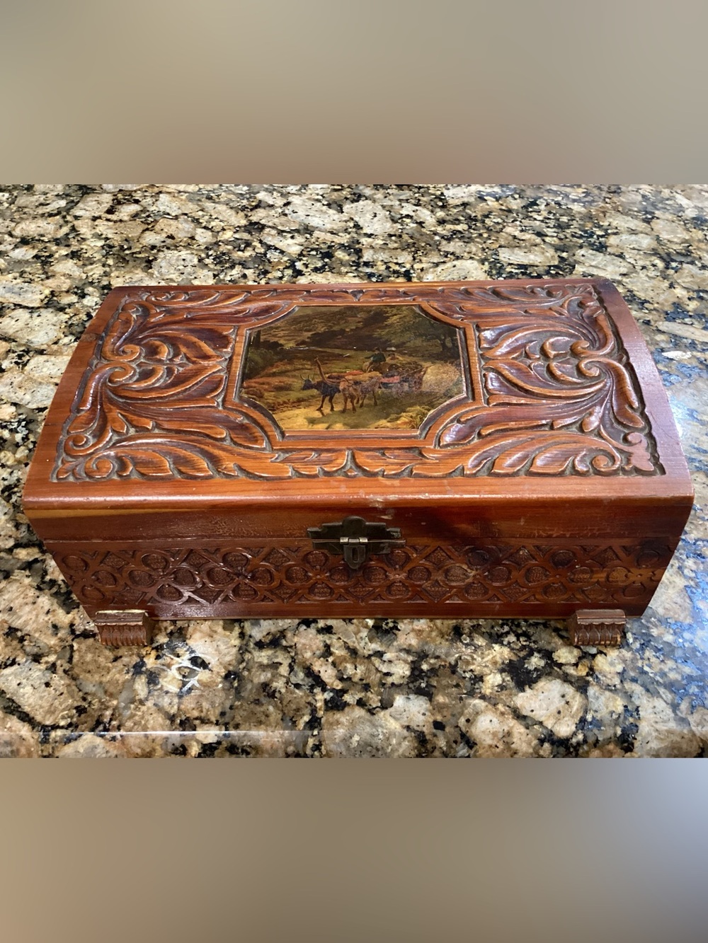 Vintage Carved Wooden Keepsake Box